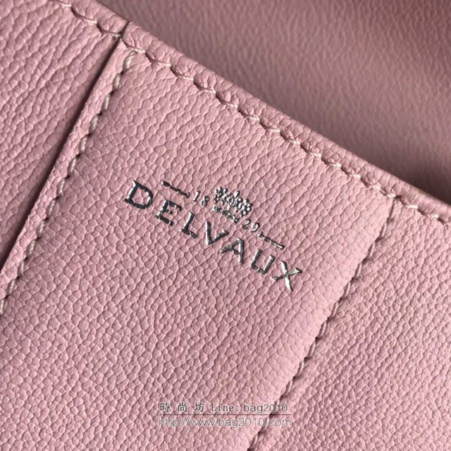 DELVAUX女包 2019春夏最新色 專櫃原廠皮 德爾沃女手提包 DV0020粉色銀扣 小號Delvaux單肩包  fcs1140